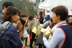 Delegates gave samples of their products to festival participants.